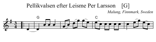 Pellikvalsen efter Leisme Per Larsson    [G] - staff notation