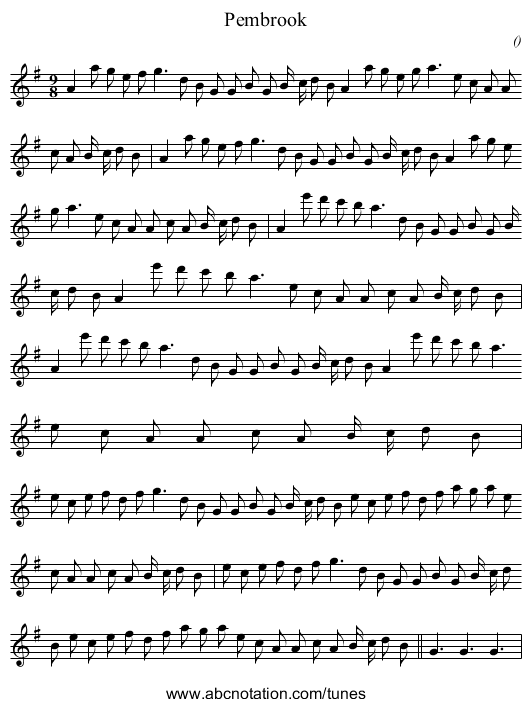 Pembrook - staff notation