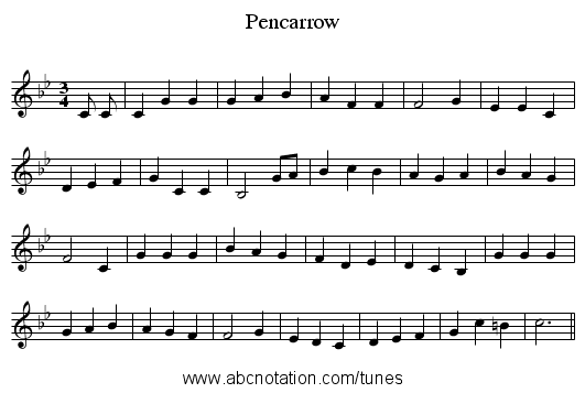 Pencarrow - staff notation