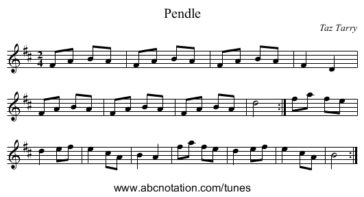 Pendle - staff notation