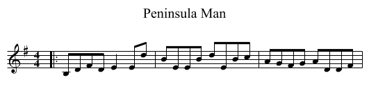 Peninsula Man - staff notation