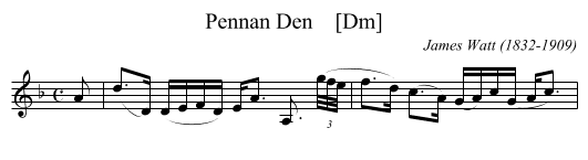 Pennan Den    [Dm] - staff notation