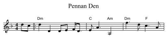 Pennan Den - staff notation