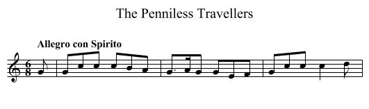 Penniless Travellers, The - staff notation