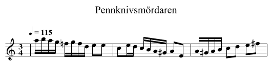 Pennknivsm&ouml;rdaren - staff notation
