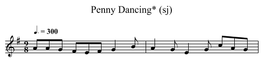 Penny Dancing* (sj) - staff notation