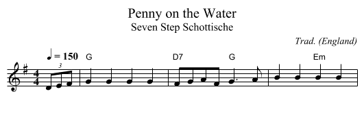 Penny on the Water - staff notation