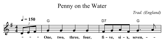 Penny on the Water - staff notation