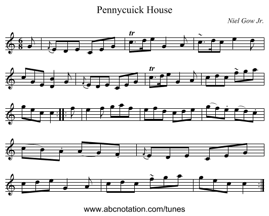 Pennycuick House - staff notation