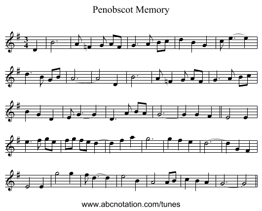 Penobscot Memory - staff notation