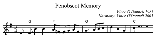 Penobscot Memory - staff notation
