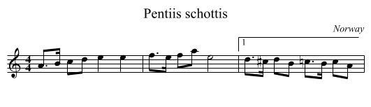 Pentiis schottis - staff notation