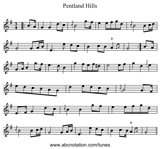 Pentland Hills - staff notation