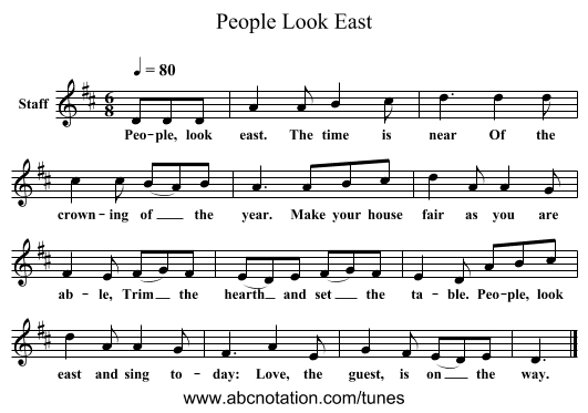 People Look East - staff notation