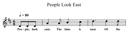 People Look East - staff notation