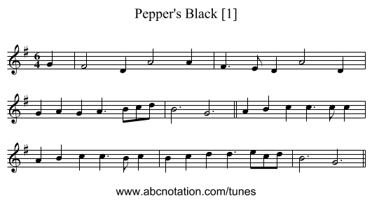 Pepper's Black [1] - staff notation