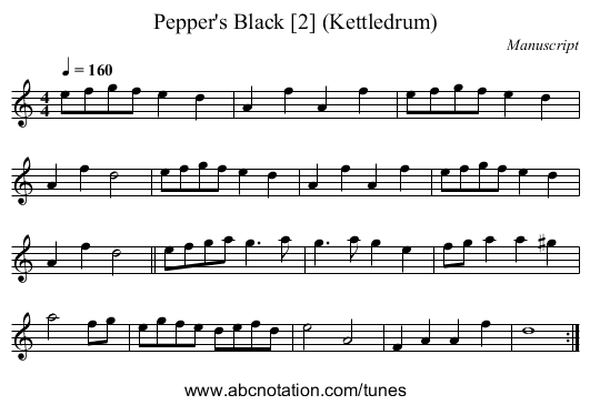 Pepper's Black [2] (Kettledrum) - staff notation