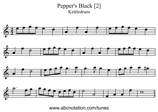 Pepper's Black [2] - staff notation