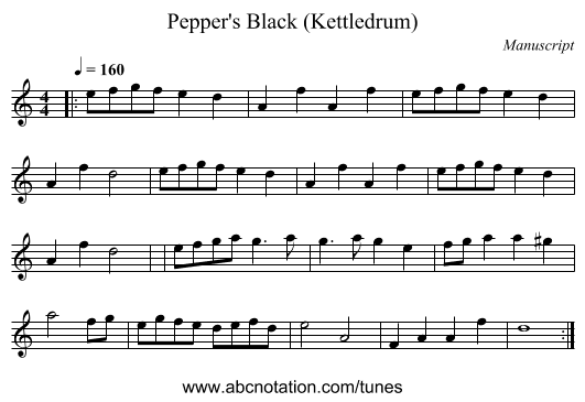 Pepper's Black (Kettledrum) - staff notation