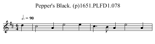 Pepper's Black. (p)1651.PLFD1.078 - staff notation