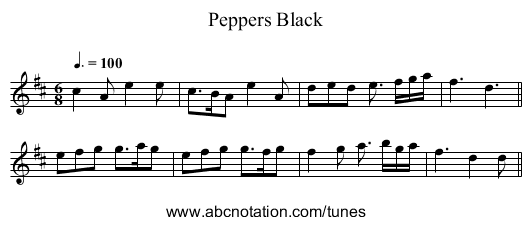 Peppers Black - staff notation