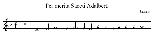 Per merita Sancti Adalberti - staff notation