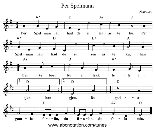 Per Spelmann - staff notation