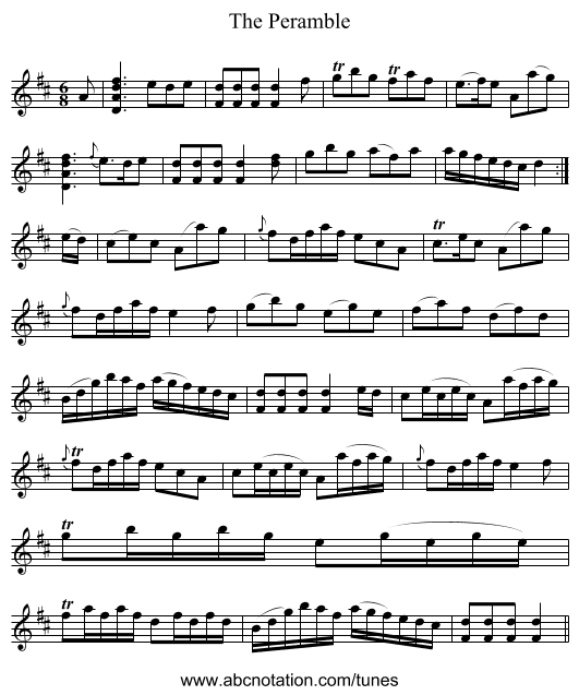 Peramble, The - staff notation