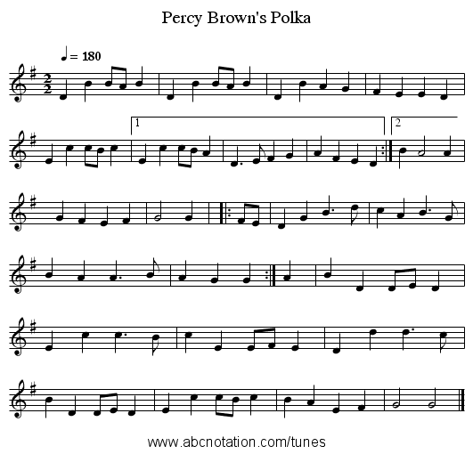 Percy Brown's Polka - staff notation