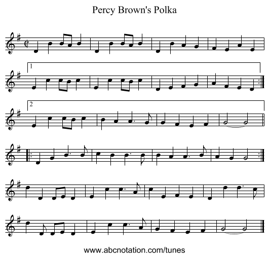 Percy Brown's Polka - staff notation