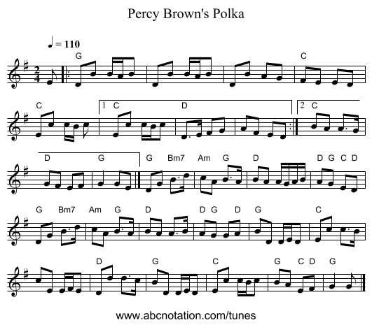 Percy Brown's Polka - staff notation