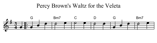 Percy Brown's Waltz for the Veleta - staff notation