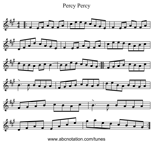 Percy Percy - staff notation