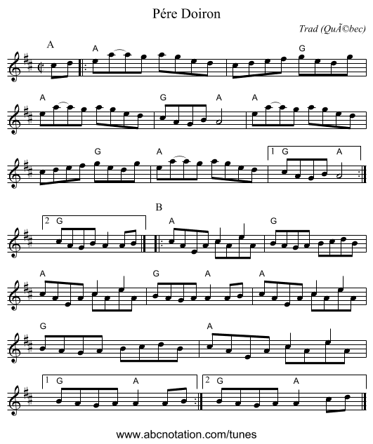 Pére Doiron - staff notation