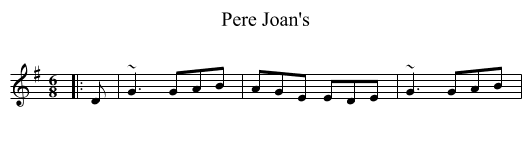 Pere Joan's - staff notation