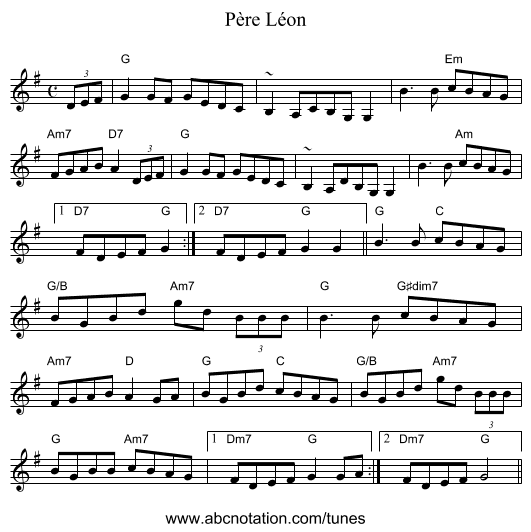 Père Léon - staff notation
