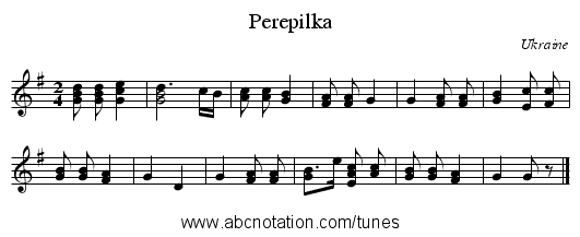 Perepilka - staff notation