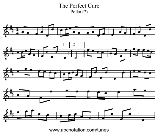 Perfect Cure, The - staff notation