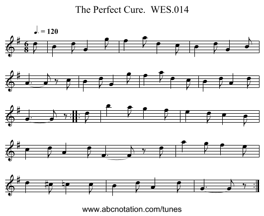 Perfect Cure.  WES.014, The - staff notation