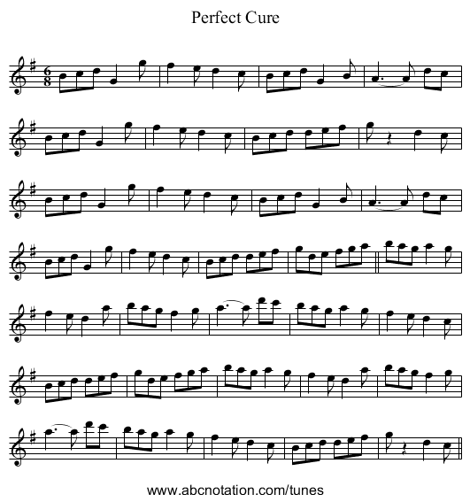 Perfect Cure - staff notation
