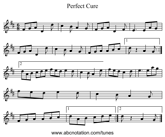 Perfect Cure - staff notation