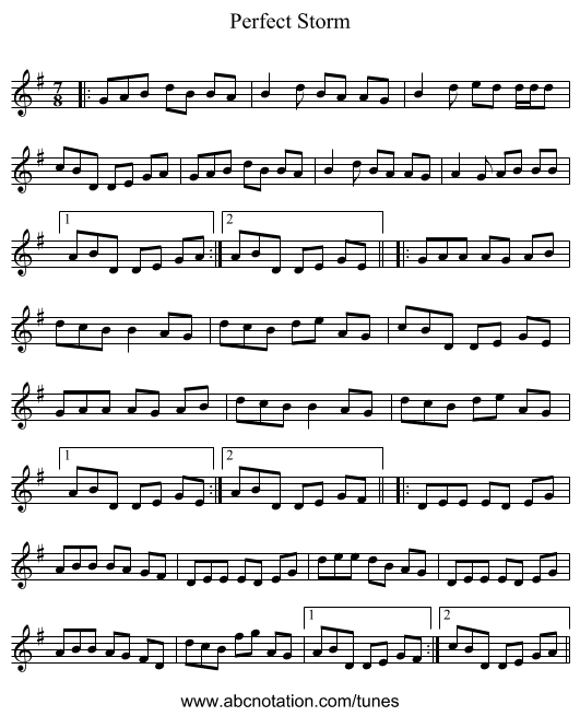 Perfect Storm - staff notation
