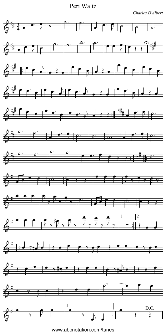 Peri Waltz - staff notation