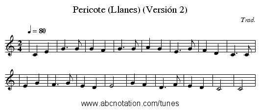 Pericote (Llanes) (Versión 2) - staff notation