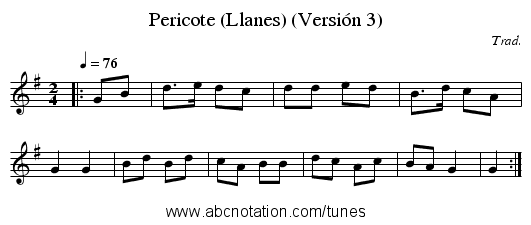 Pericote (Llanes) (Versión 3) - staff notation