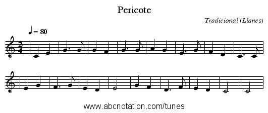 Pericote - staff notation