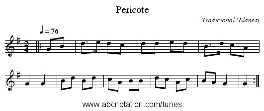 Pericote - staff notation