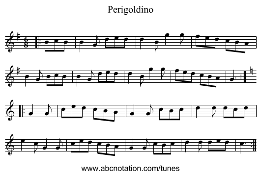 Perigoldino - staff notation