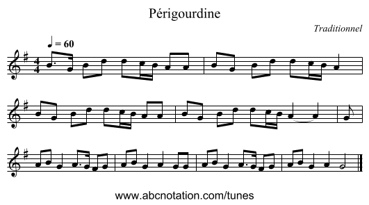 P&eacute;rigourdine - staff notation