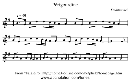 Périgourdine - staff notation